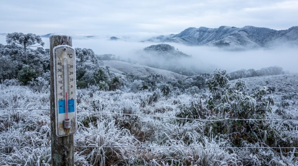 Pico da onda de frio no Brasil durante agosto de 2026