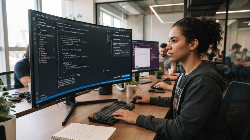 Inteligência artificial escrevendo código em 2026
