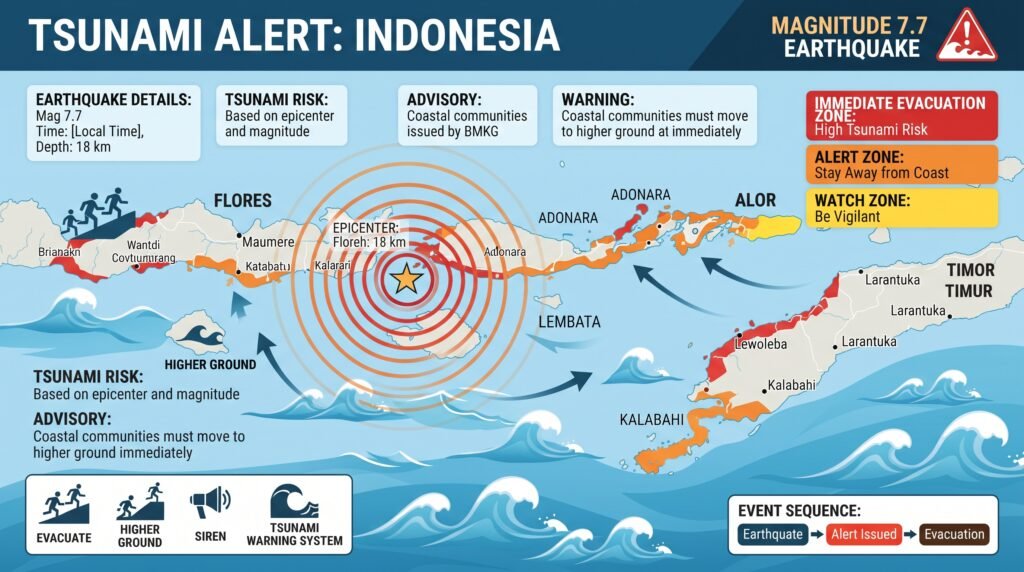 Alerta de tsunami após terremoto de 7,7 na Indonésia