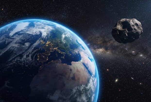 Asteroide se aproxima da Terra em ilustração sobre previsão do fim do mundo