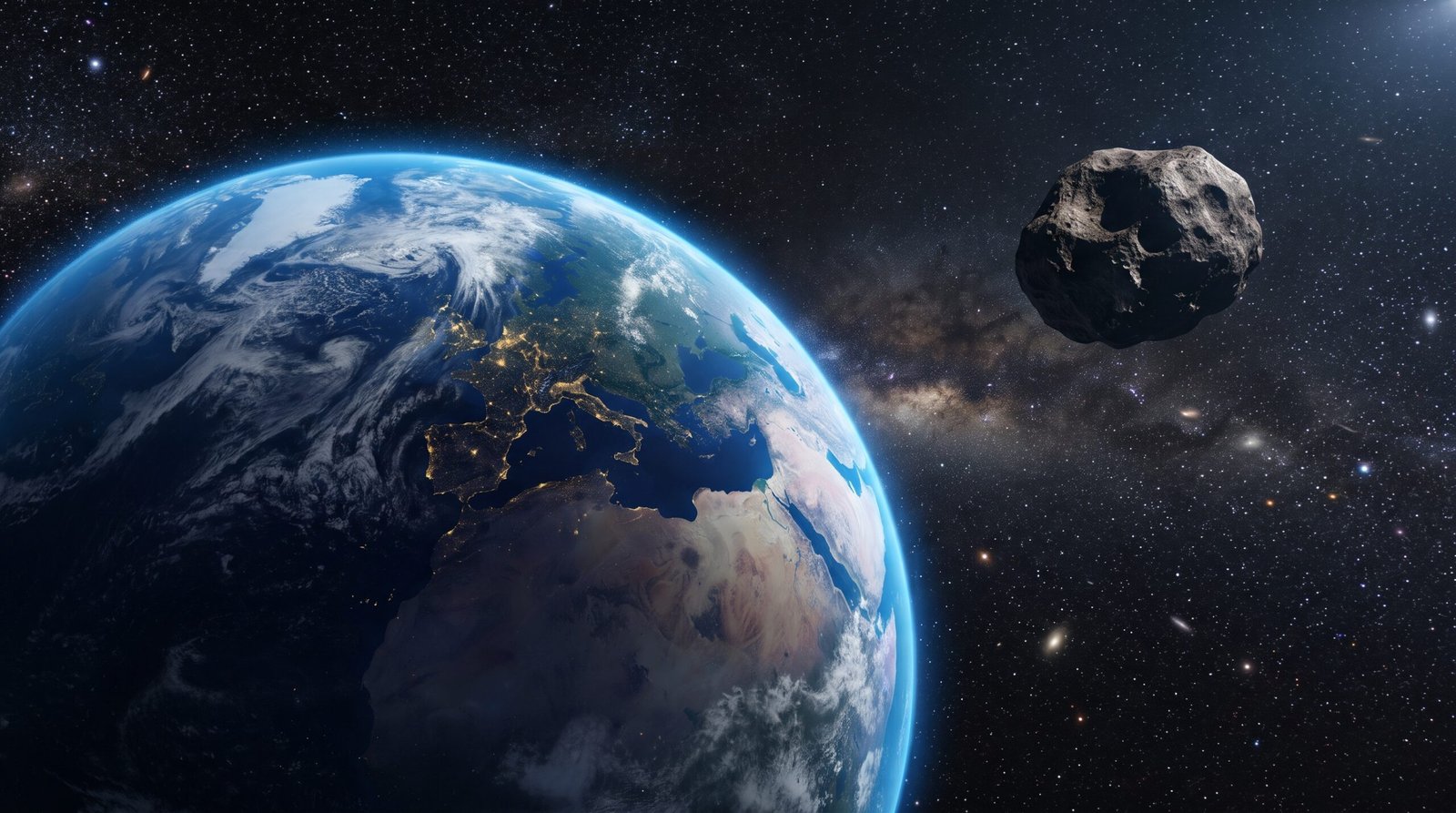 Asteroide se aproxima da Terra em ilustração sobre previsão do fim do mundo