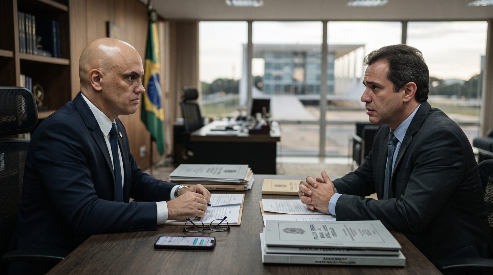 Moraes e Daniel Vorcaro em destaque após novas mensagens do caso Banco Master